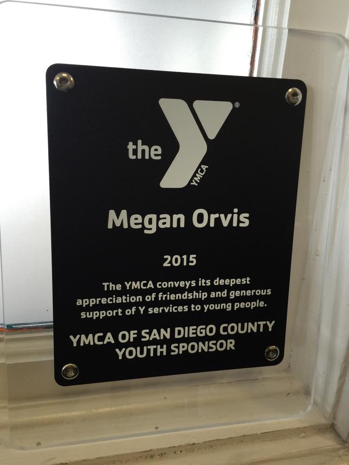 YMCA San Diego County Youth Sponsor plaque