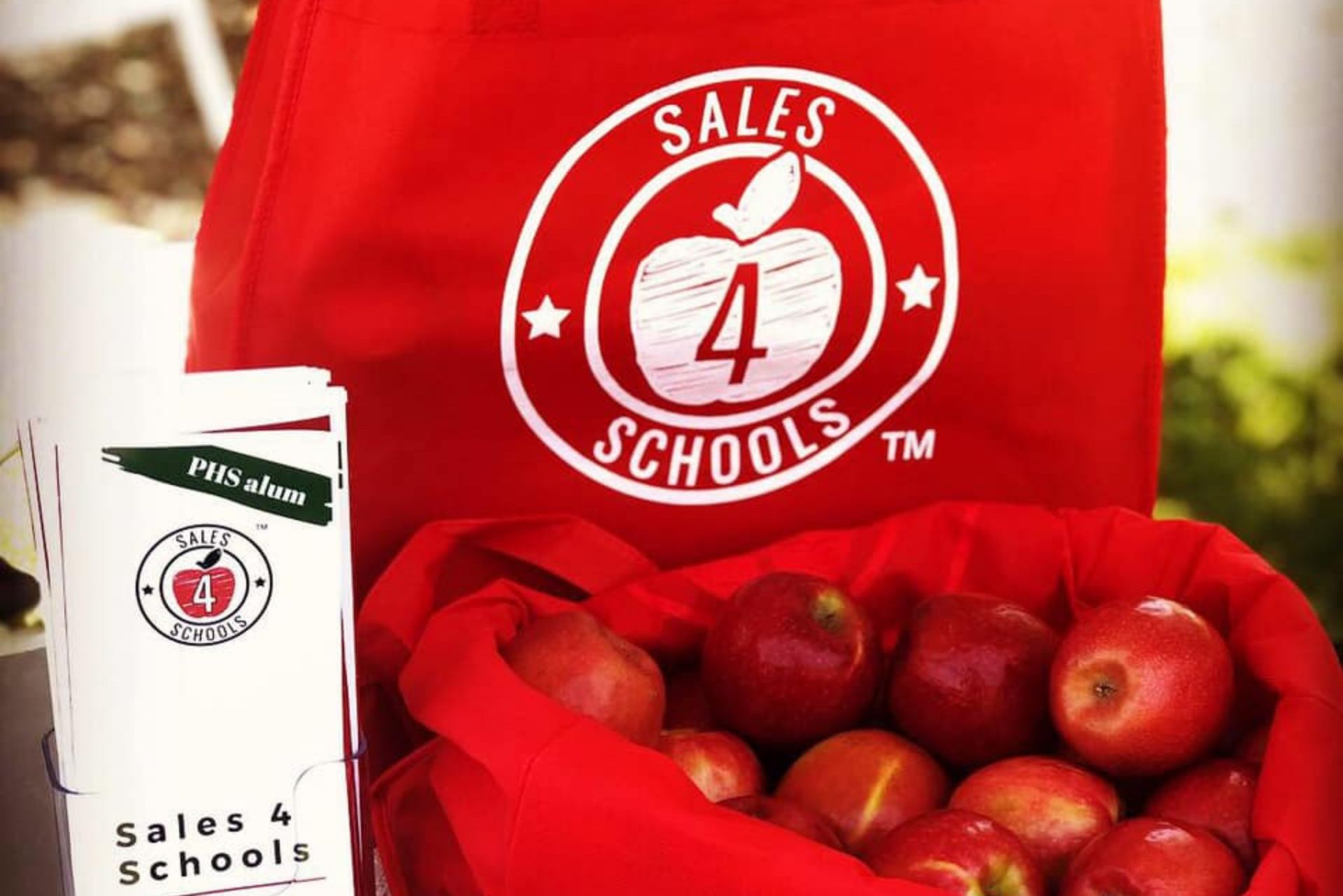 sales 4 schools shopping tote apples