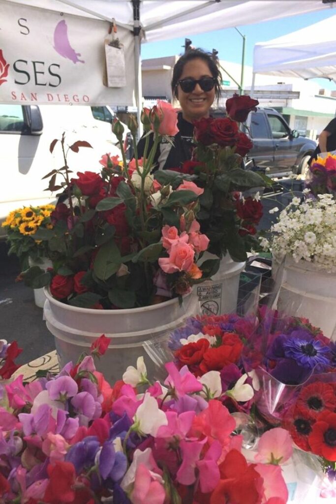Flower vendor at Escondido Farmer's Market