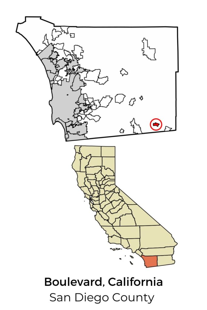 Map of Boulevard, CA - San Diego County